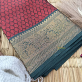 Vriksham Maroon With Green Kora Muslin Saree -VS4364